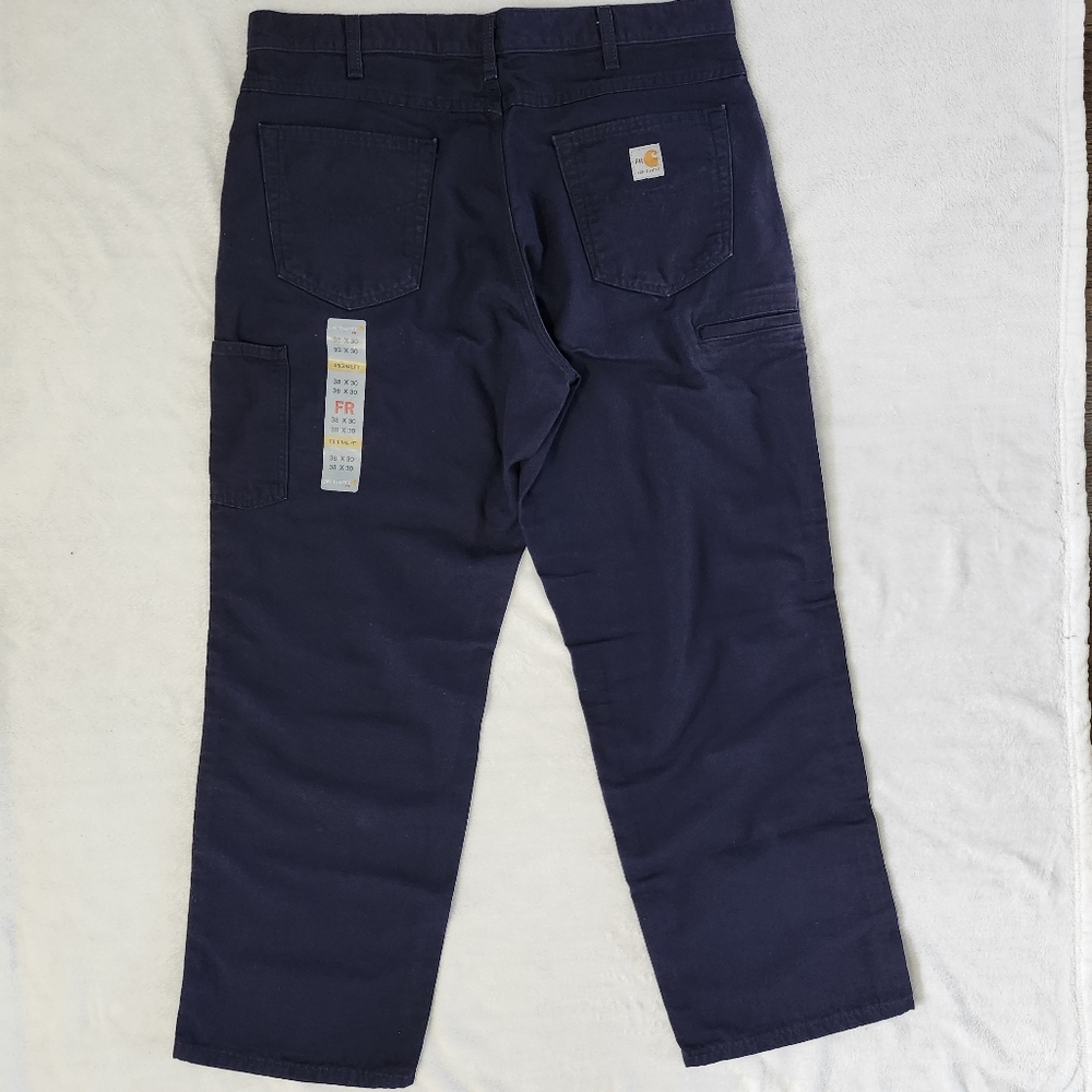 CARHARTT FR CAT Canvas Utility Work Pants Original Fit Navy Men's 38x30 NWT - Picture 4 of 16